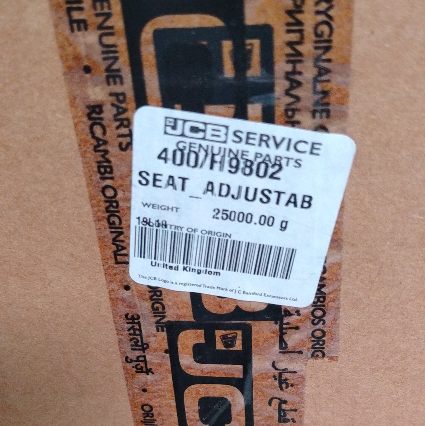 400/H9802. ADJUSTABLE SEAT FOR JCB LOADER